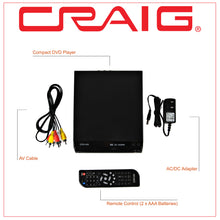 Load image into Gallery viewer, Craig Compact Progressive Scan DVD/JPEG/CD-R/CD-RW/CD Player with Remote (CVD512a)
