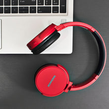 Load image into Gallery viewer, Magnavox MBH542-RD Bluetooth Wireless Foldable Stereo Headphones in Red
