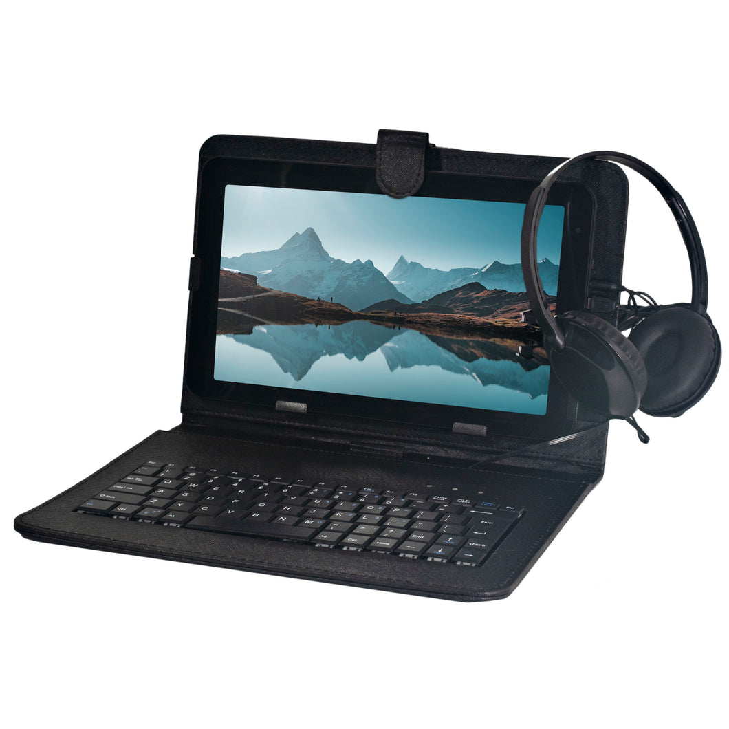 Craig CMP840 BUN-BK-HD Quad Core 10.1 in. Tablet with Keyboard Case and Headphones in Black