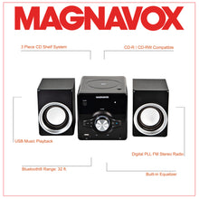 Load image into Gallery viewer, Magnavox MM442 Top Loading CD Shelf System with FM Radio, Bluetooth and Remote in Black
