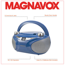 Load image into Gallery viewer, Magnavox MD6949-BL Portable CD Boombox with AM/FM Radio and Bluetooth in Blue
