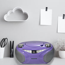 Load image into Gallery viewer, Magnavox MD6949-PL Portable CD Boombox with AM/FM Radio and Bluetooth in Purple
