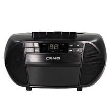 Load image into Gallery viewer, Craig CD6951 Portable Top-Loading CD Boombox with AM/FM Stereo Radio and Cassette Player/Recorder in Black | 6 Key Cassette Player/Recorder | LED Display
