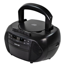 Load image into Gallery viewer, Craig CD6951 Portable Top-Loading CD Boombox with AM/FM Stereo Radio and Cassette Player/Recorder in Black | 6 Key Cassette Player/Recorder | LED Display
