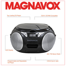 Load image into Gallery viewer, Magnavox MD6924 Portable Top Loading CD Boombox with AM/FM Stereo Radio in Black
