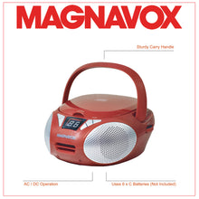 Load image into Gallery viewer, Magnavox MD6924-RD Portable Top Loading CD Boombox with AM/FM Radio in Red
