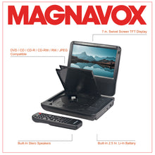 Load image into Gallery viewer, Magnavox MTFT716N-BK Portable 7 Inch TFT Swivel Screen DVD/CD Player in Black
