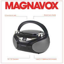 Load image into Gallery viewer, Magnavox MD6949-BK Portable CD Boombox with AM/FM Radio and Bluetooth in Black
