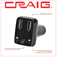 Load image into Gallery viewer, Craig CBT3348A Bluetooth Car FM Radio Transmitter with and Microphone in Black
