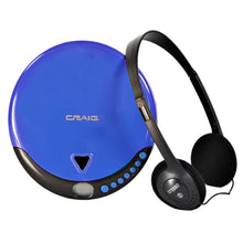 Load image into Gallery viewer, Craig CD2808-BL Personal CD Player with Headphones in Blue and Black | Portable and Programmable CD Player | CD/CD-R Compatible | Random and Repeat Playback Modes
