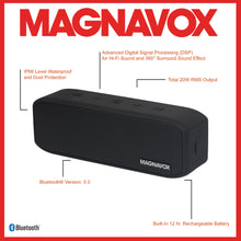 Load image into Gallery viewer, Magnavox MMA3929 Waterproof Portable Bluetooth Speaker with 360° Sound in Black
