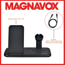 Load image into Gallery viewer, Magnavox MCH3383C Wireless 3 in 1 Charging Station in Black
