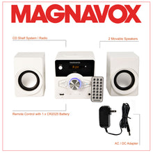 Load image into Gallery viewer, Magnavox MM442-WH Top Loading CD Shelf System with FM Radio, Bluetooth and Remote in White
